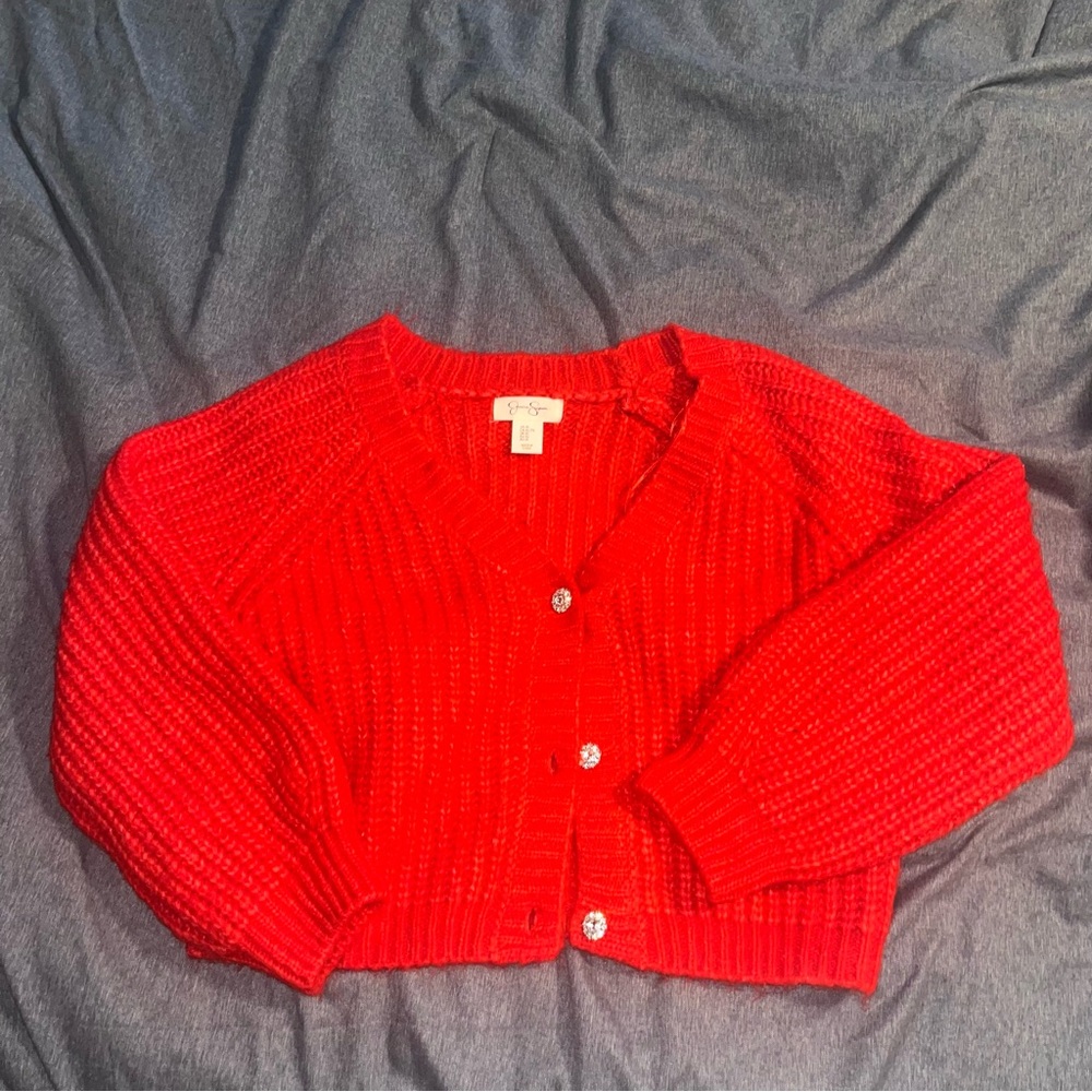 Jessica Simpson Red Cardigan Sweater